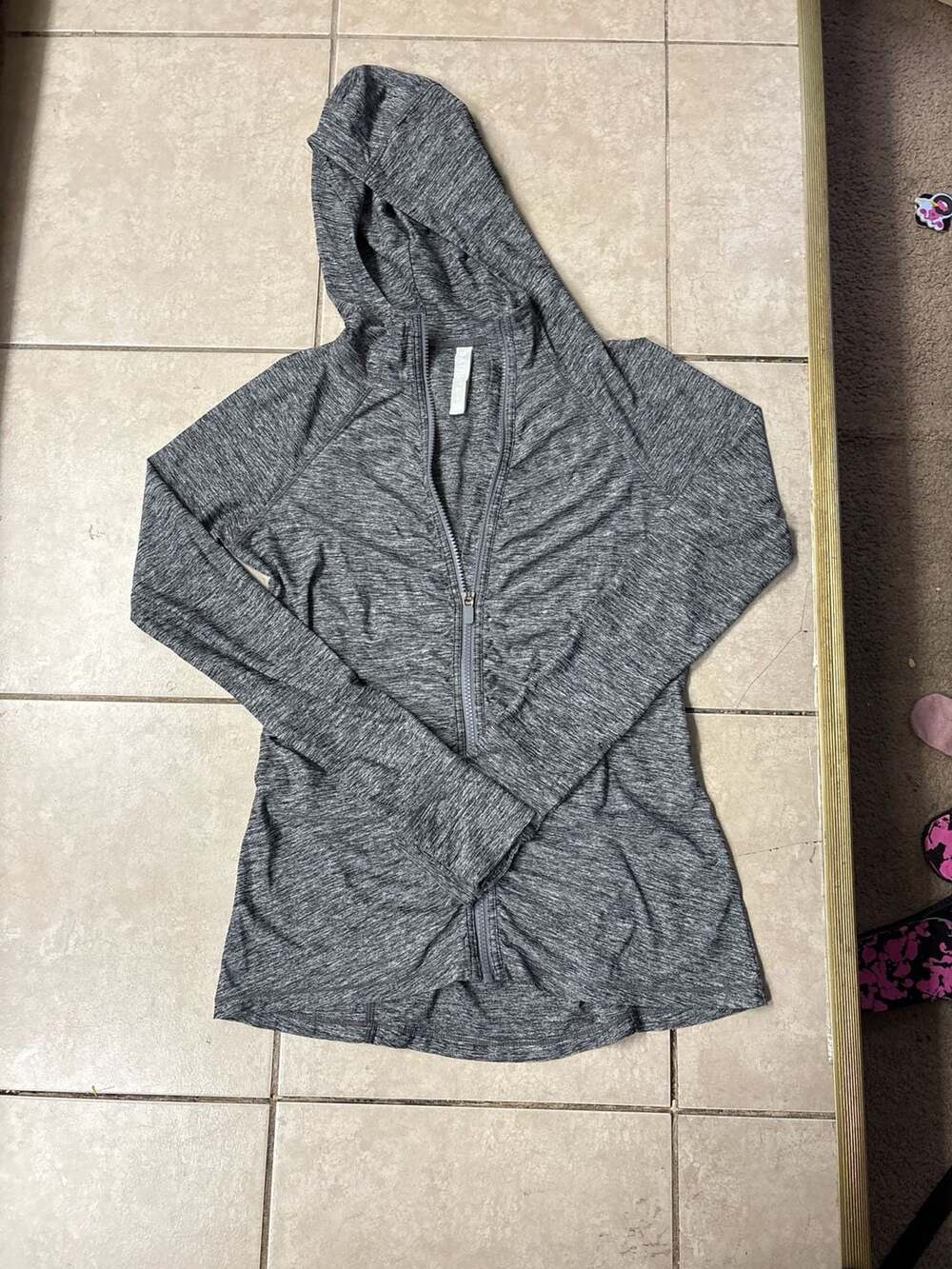 Athleta Pacifica Crosscurrent UPF 50 Full Zip Hoodie Jacket Heather Gray